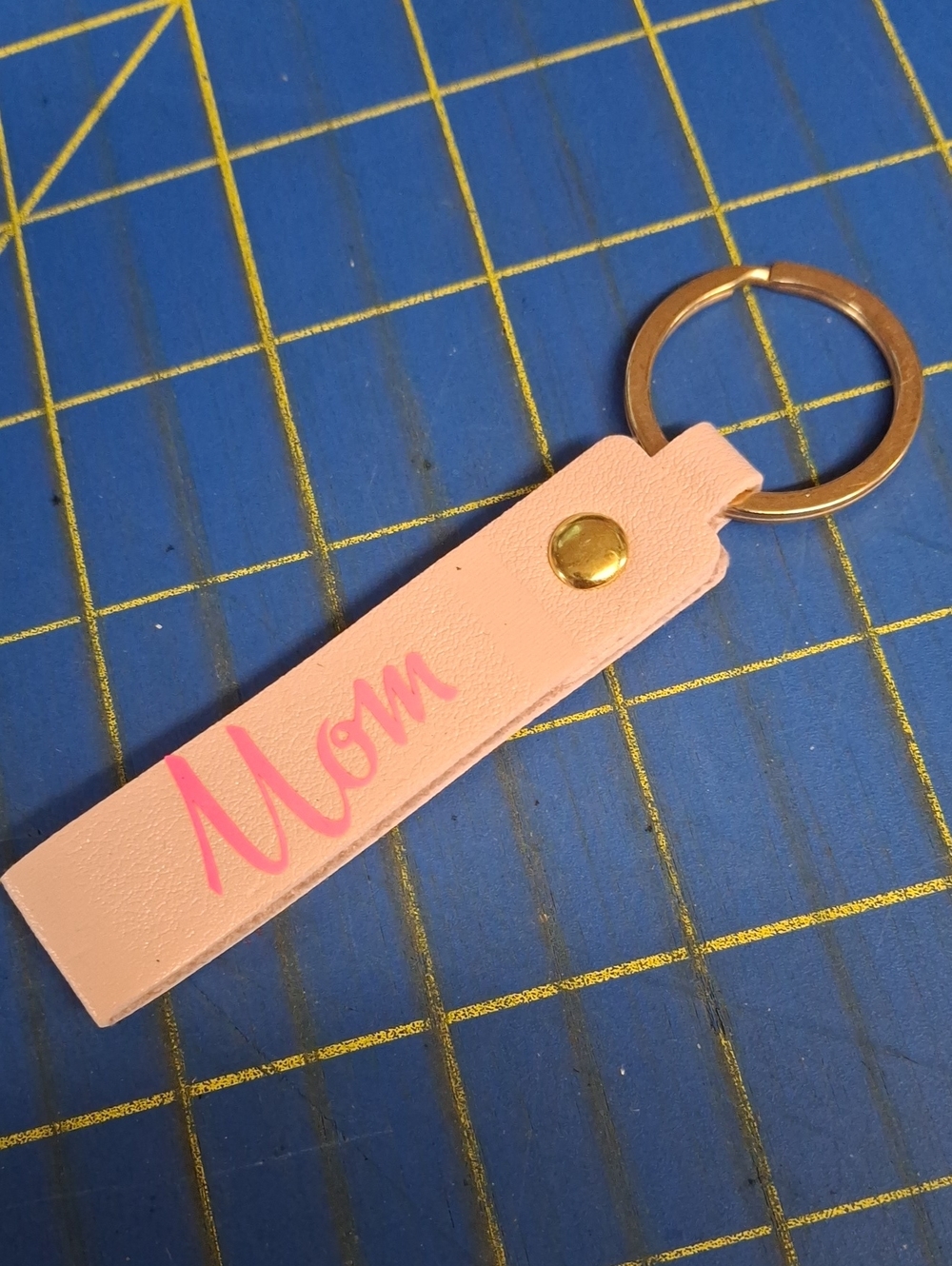 Mom Pink Pleather 3" Keyring Purse Charm